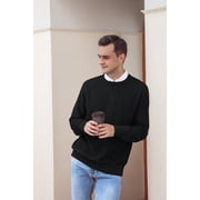 Iceglad Mens Crewneck Sweater Soft Cotton Rib Knit Casual Long Sleeve Classic Pullover Sweater