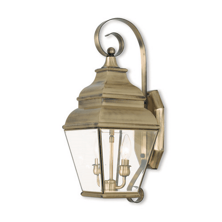 

Wall Sconces 2 Light With Hand Crafted Solid Brass Clear Beveled Antique Brass size 22 in 120 Watts - World of Crystal