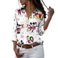 thumbnail image 3 of Blusa de manga larga con cuello en V para mujer, camisa informal de Mickey y Minnie de Disney, colección navideña, moda de otoño, Y2k, 3 of 5