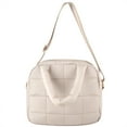thumbnail image 3 of Jessica Simpson Women's Quilted Insulated Reusable Cooler Lunch Bag Tote with Adjustable Crossbody Shoulder Strap for Work, Travel, Commute, Recreation, Beach and Picnic in Beige, 3 of 9