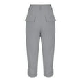thumbnail image 5 of YOIAVAIOY Women's Comfort Capris Solid Hiking Cargo Capri Pants Lightweight Breathable Casual Cropped Pants Gray XXXL, 5 of 8