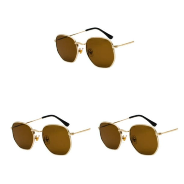 Sonducket Gafas de sol hexagonales de moda, montura ligera, lentes polarizadas, protección Unisex, materiales de PC, escamas de té dorado C5 Type1 NO1