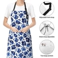 thumbnail image 6 of Pofeuu Blue Ink Flowers Print Waterproof Apron with Pockets Adjustable Cooking Aprons Kitchen Bib for Baking Household Cleaning, 6 of 8