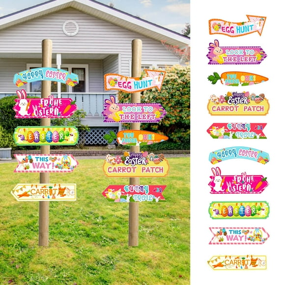 asddcavvf Easter Decoration Directional Sign Wooden Stakes Bunny Party Supplies Outdoor Event Dress for Women Summer