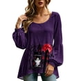 thumbnail image 2 of Sheghy Halloween Costumes for Women Dressy Tops for Women Crew Neck A-Line Button Front for Summer Purple XXL, 2 of 7