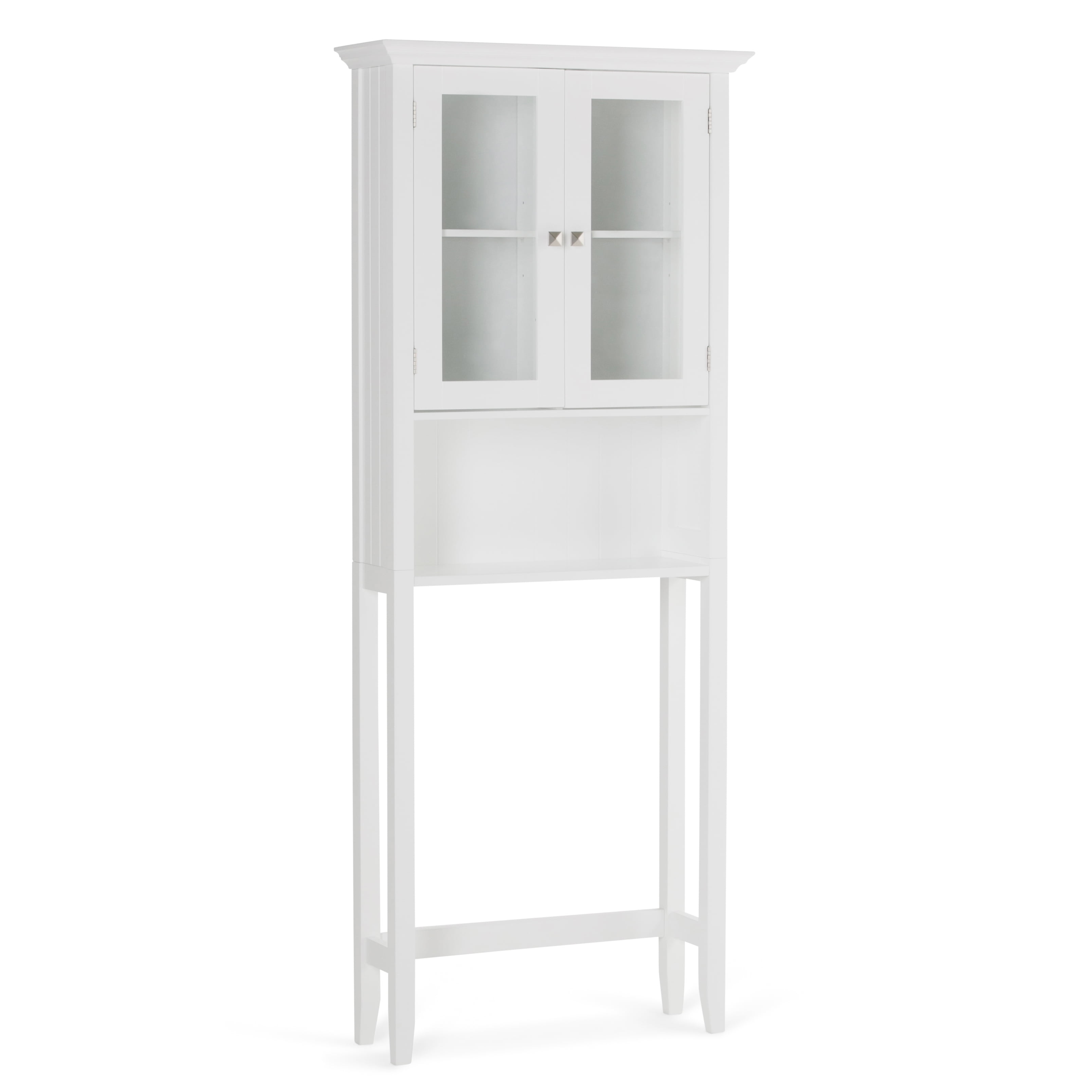 Simpli Home AXCBCACA-06 Acadian 68.4 inch H x 27.6 inch W Over The Toilet Space Saver Bath Cabinet in White 