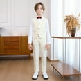 thumbnail image 3 of ZACPNCV Boy's Slim Fit Formal Suits 6 Piece Outfit for Ring Bearers Kids Dress Toddler Boy Tuxedo Homecoming Suits for Boys Beige 9-10 Years, 3 of 8