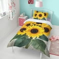 thumbnail image 4 of Sunflowers on Vintage Paper Duvet Cover and Pillowcase Set for Single Bedding, Bedroom Accessories for Kids Teens, 4 of 5
