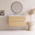 thumbnail image 2 of Emma 36" Wall-mounted Bathroom Vanity in Natural Oak with White Ceramic Basin, 2 of 12
