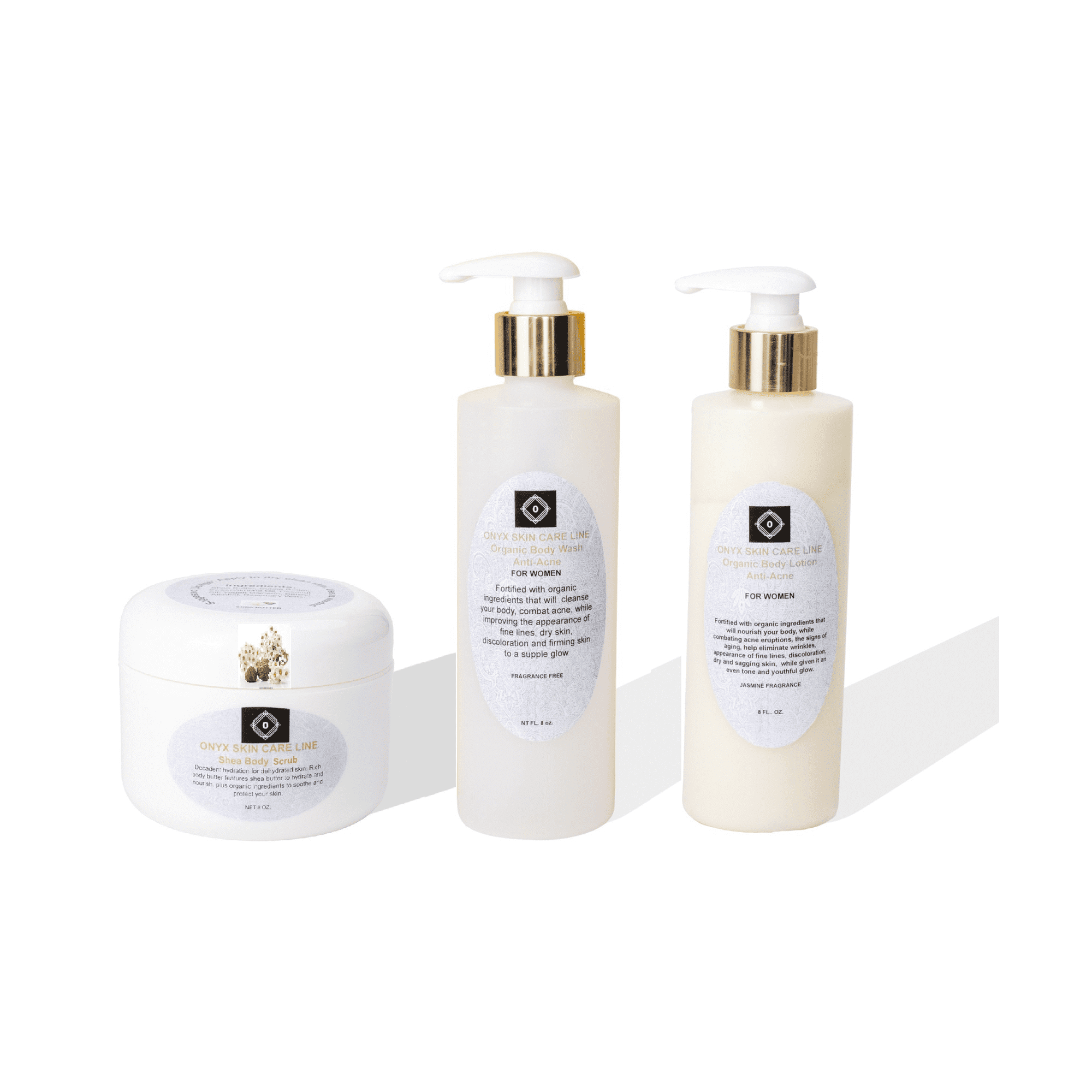 THREE STEP ANTI-ACNE SYSTEM - Nourishing Body Wash, Scrub and Lotion - Fragrance Free
