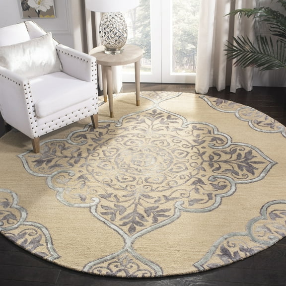Safavieh Dip Dye Peregrine Floral Area Rug, Beige/Blue, 7' x 7' Round