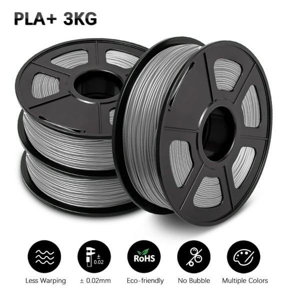 SUNLU 3D Printer Filament PLA Plus 1.75mm, SUNLU Neatly Wound PLA Filament 1.75mm PRO, PLA  Filament for Most FDM 3D Printer, Dimensional Accuracy  /- 0.02 mm, 1 kg Spool(2.2lbs), PLA  Grey 3KG
