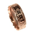thumbnail image 2 of 14K solid pink rose gold custom made Hawaiian plumeria flower scroll enamel letter 6mm cut out edge ring band size 3, 2 of 6
