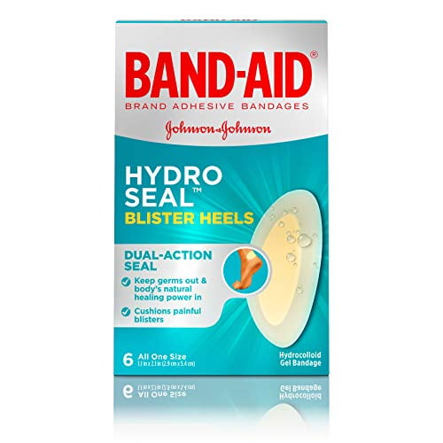 Band-Aid Brand Hydro Seal Adhesive Bandages for Heel Blisters, Waterproof Blister Pad & Hydrocolloid Gel Bandage, Sterile & Long-Lasting, 6 ct