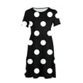 thumbnail image 6 of Sakmal Dresses for Women 2024 Long Black Crew Neck Short Sleeve Loose Fit Polka Dot Tiered with Pocket Sundress, 6 of 6