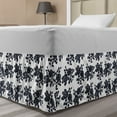 thumbnail image 1 of Rose Bed Skirt, Romantic Composition with Petals and Foliage Leaves Monochrome Illustration, Elastic Bedskirt Dust Ruffle Wrap Around for Bedding Decor, 4 Sizes, Dark Blue and White, by Ambesonne, 1 of 2