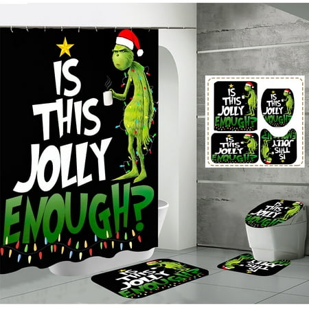 Grinch Christmas Shower Curtain for Bathroom Waterproof Decoration Shower Curtains Sets Decor Accessories 72x72 Dr.Seuss' How The Grinch Stole Christmas!/Style 1