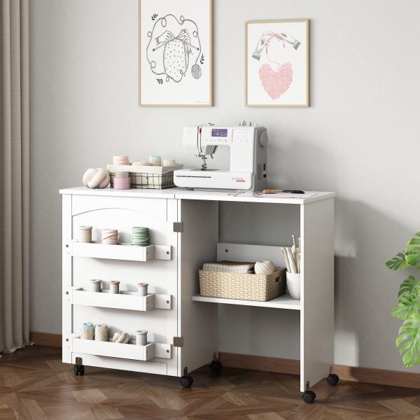 white art desk with storage