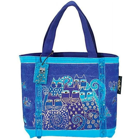 Laurel Burch Mini Bag 11"X3"X8"-Indigo Cats