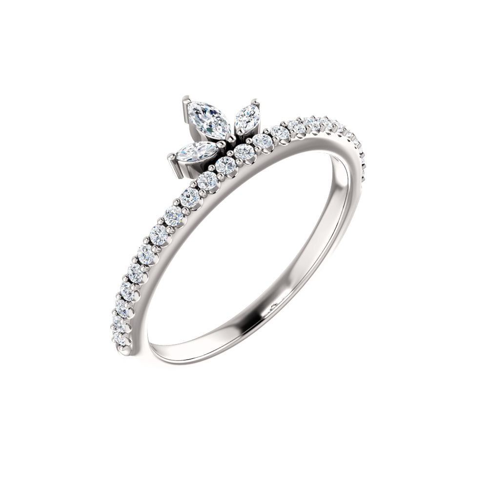 Diamond2Deal - 14K White Gold 1/3 Cttw Diamond Stackable Crown Ring