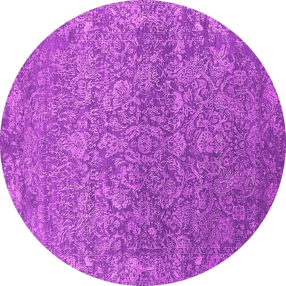 Ahgly Company Machine Washable Indoor Round Oriental Pink Industrial Area Rugs, 7' Round