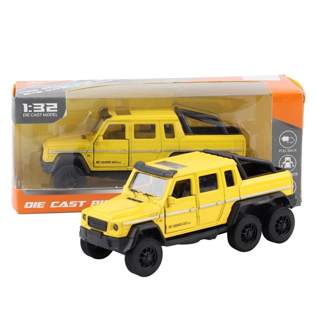 Coche de juguete de aleación de alta simulación 1:32, modelo de vehículo de tracción trasera con luz y sonido, regalo para niños, amarillo