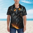thumbnail image 2 of Honeii Full Moon Black Dragon Print Men’s Hawaiian Shirt,Classic Button-Down Short Sleeve Shirt, for Beach, Vacation, and Outdoor Activities,Large, 2 of 7