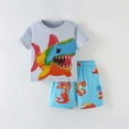 thumbnail image 4 of XUELUO Boys Casual Outfit Sets Kids Cartoon Shark Print Round Neck Short Sleeve T Shirt Tops Elastic Waist Shorts Casual Two Piece Sportswear,Blue,9-10 Years, 4 of 9