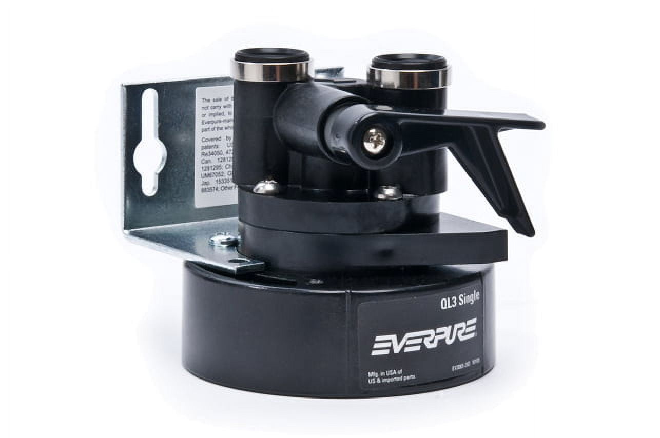 EverPure EV9259-14 QL3 3/8 Inch NPT Single Filter Head with Bracket and Shut - Off Valve