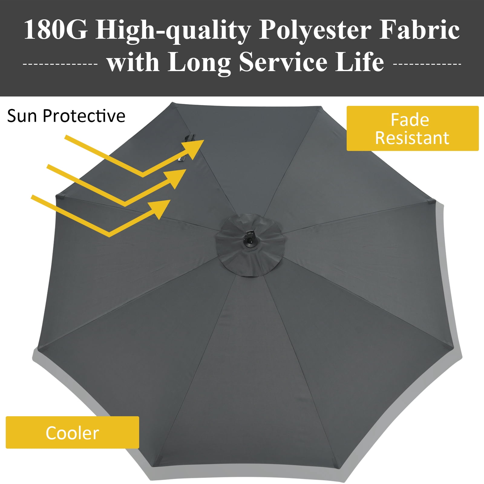 Patiojoy 10FT Patio Offset Umbrella 8 Ribs Cantilever Umbrella w/Crank for Poolside Yard Lawn Garden Gray