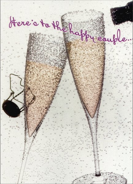 Avanti Press Champagne Flutes with Bubbles Wedding / Marriage Congratulations Card