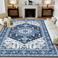thumbnail image 6 of Yamaziot 8x10 Ft Area Rugs for Living Room, Washable Bedroom Throw Rug, Non-Slip Mat, Blue Medallion Distressed Vintage Boho Floor Carpet, 6 of 9