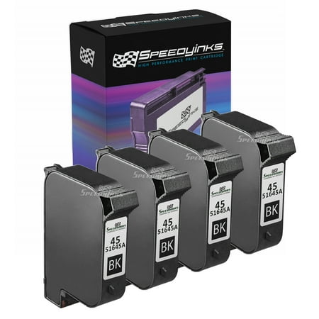 Speedy Remanufactured Replacements for HP 45 / 51645A Black Cartridges (4-Pack) for DesignJet 700, 750cm, DeskJet 710, 710C, 712 Fax 1220, OfficeJet 1170, G55 PhotoSmart 1000, 1115, P2100