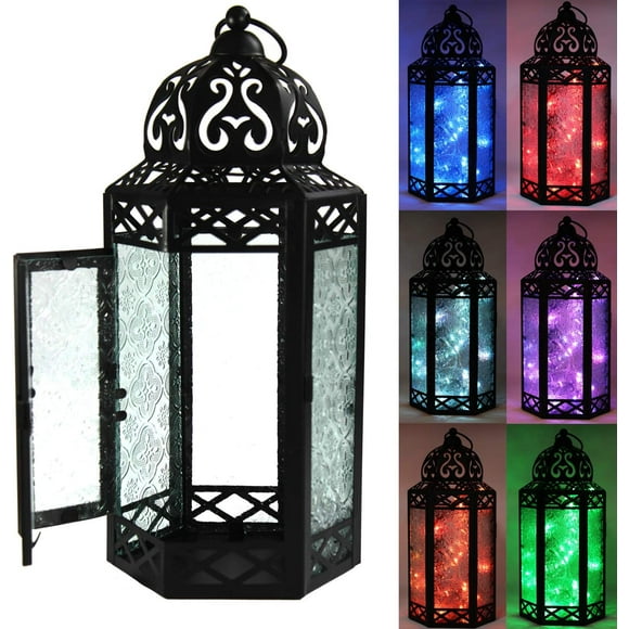 Lanterne Décorative à DEL avec Lumières Féeriques Changeant de Couleur, Grande