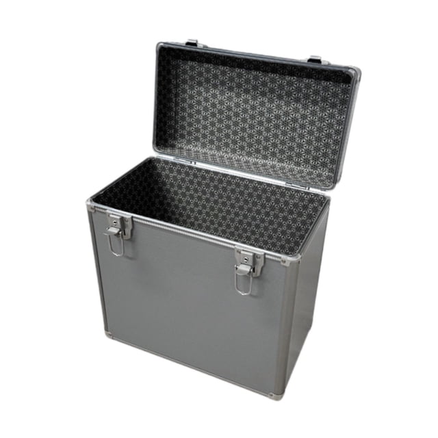 Caja almacenamiento para discos vinilo, organizador discos, colección discos, organizador, gran capacidad, práctico y resistente, caja Gris