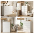 thumbnail image 2 of 5 Drawer Dresser, Modern Storage Cabinet for Bedroom, 40" Tall Chest Mid Century Vertical Dresser w/Natural Texture of Drawers for Living Room, Bed room, White, 2 of 9