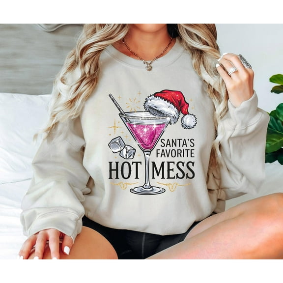 Santa's Hot Mess Sweatshirt, Winter Holiday Martini Shirt, Winter Holiday Martini Sweatshirt, Santa Winter Holiday Crewneck Sweatshirt, Winter Holiday Shirt TSHIRT All Size S-5XL