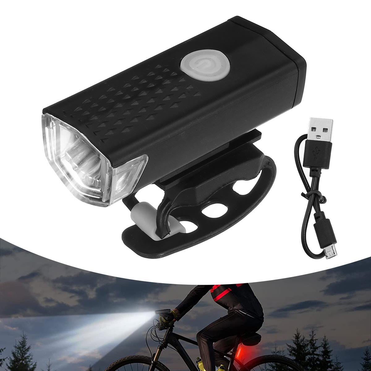 Waterproof USB-Recharge LED Bicycle Bike Front Light Headlight & Tail Light US 