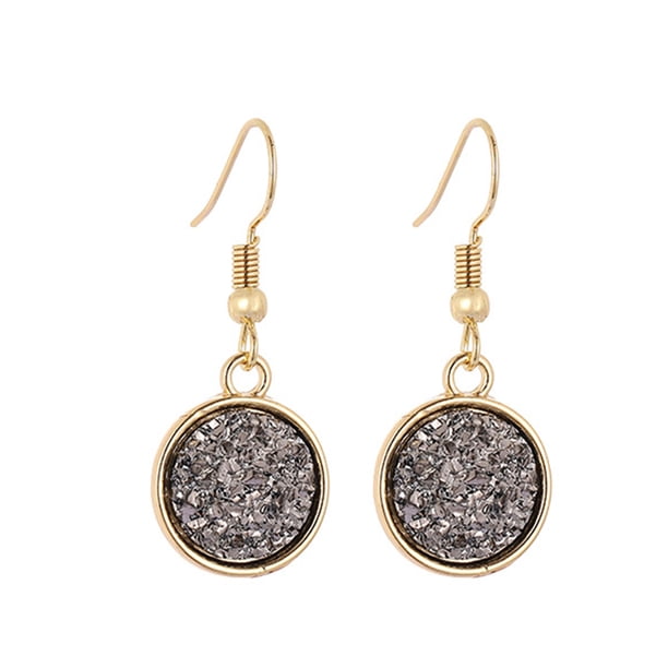 Minnieouse 1 par de pendientes colgantes chapados en Drusy, colgantes redondos, accesorios de joyería multicolor, regalos femeninos, decoraciones para Ropa, zapatos y accesorios Miscelánea Gris Minnieouse AP009627-03B