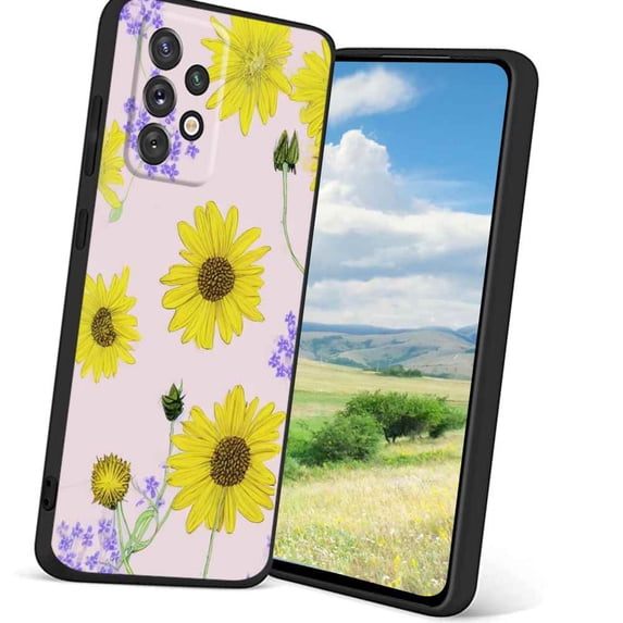 Compatible with Samsung Galaxy A32 5G Phone Case, Yellow-Flowers-1-3 Case Men Women, Flexible Silicone Shockproof Case for Samsung Galaxy A32 5G