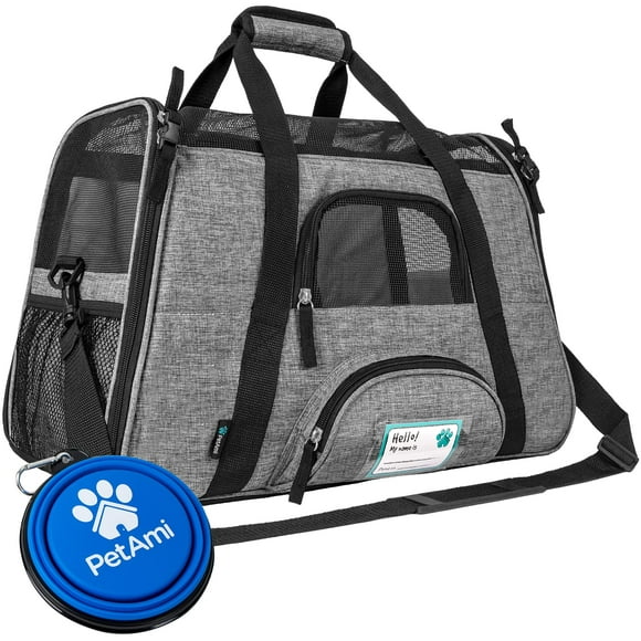 PetAmi Transportín para mascotas aprobado por la aerolínea para gatos, transportador de perros de lado suave para perros pequeños, suministros de viaje para gatos, accesorios para gatos de interior, b