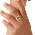 thumbnail image 5 of Gem Stone King 925 Silver and 10K Yellow Gold Green Peridot and Moissanite 2 Heart Promise Couple Engagement Mother Ring (1.02 Cttw, Gemstone Birthstone, Available in Size 5, 6, 7, 8, 9), 5 of 5