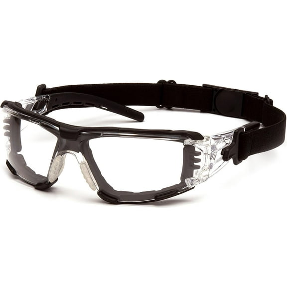 Pyramex Safety Fyxate Safety Glasses, Clear H2MAX Anti-Fog Lens with Foam Padding