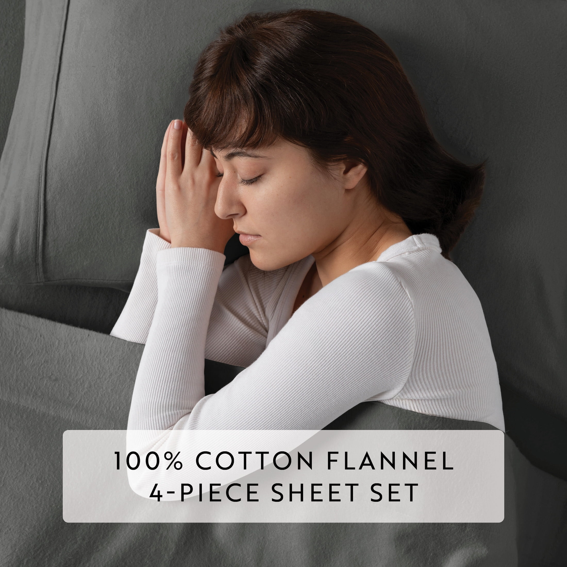 Gray 4 Piece 100% Cotton Flannel Deep Pocket Sheet Set, Queen, by Noble Linens