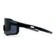 thumbnail image 3 of Mens Oversize Trendy Futuristic Wrap Half Rim Sport Plastic Sunglasses All Black, 3 of 4