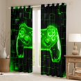 thumbnail image 2 of Homewish Game Console Teens Curtains Pack of 2 (42x84 Each), Neon Green Honeycomb Curtains Blackout, Cartoon Gaming Gamer Bedroom Curtains, Black Out Curtains Bedroom Decor, 2 of 6