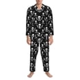 thumbnail image 3 of Honeii Pirate skulls Pattern Mens Pajamas Set,2pcs Men's Lounge Long Sleeve Sleep Shirt and Pajama Bottoms Sleepwear Set,Mens Pjs Sets-X-Large, 3 of 7