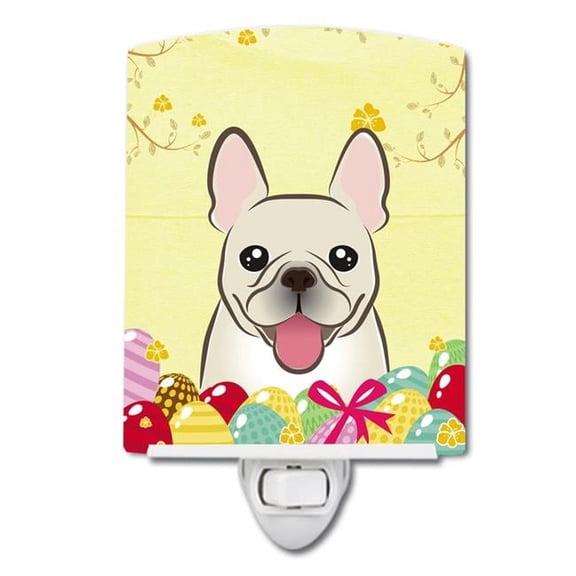 Caroline's Treasures BB1920CNL French Bulldog Easter Egg Hunt Ceramic Night Light, 6x4x3", multicolor
