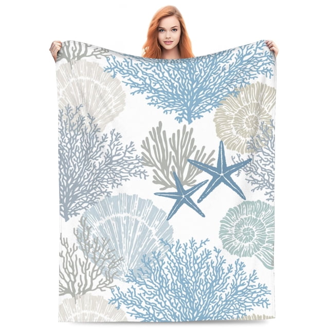 Manta VODRM Nautical Coastal de 127 x 152 cm, forro polar suave