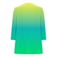 thumbnail image 4 of Penkiiy Demi-Zip Chemises pour Femmes Dégradé Imprimé Col en V Tunique Manches 3/4 Roulable Hauts Décontractés Tendance 2TG Multicolore, 4 of 5